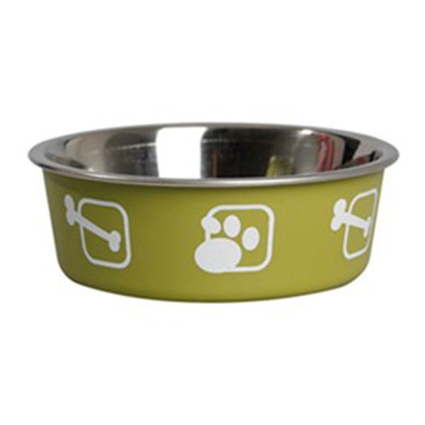 Flamingo Bella Metal Köpek Mama Kabı Yeşil 17 Cm