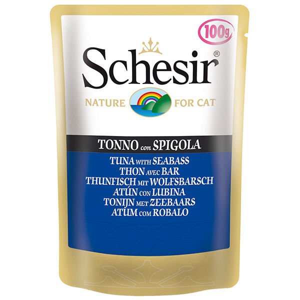 Schesir Ton Balık ve Levrekli Pouch Konserve Kedi Maması 100 Gr