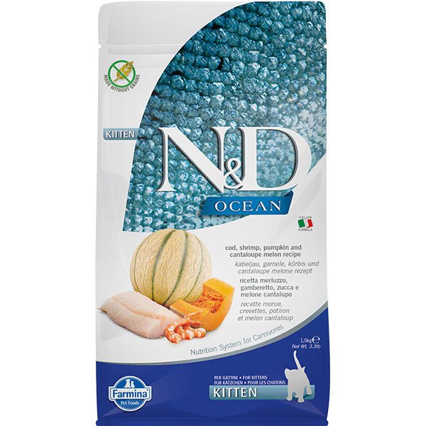 N&D Ocean Morina Balık Karides ve Kavunlu Yavru Kedi Maması 1.5 Kg