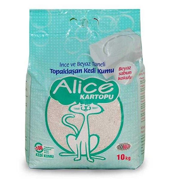 Alice Beyaz Sabunlu Topaklaşan İnce Taneli Kedi Kumu 10 Kg
