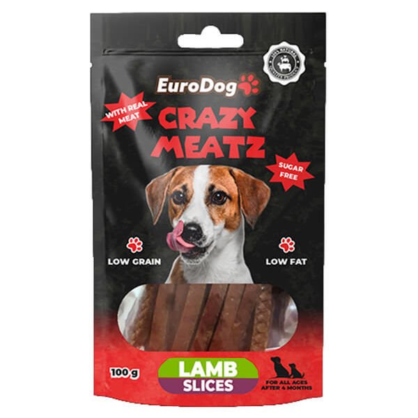 Euro Dog Kuzu Eti Dilimli Doğal Köpek Ödül Maması 100 Gr