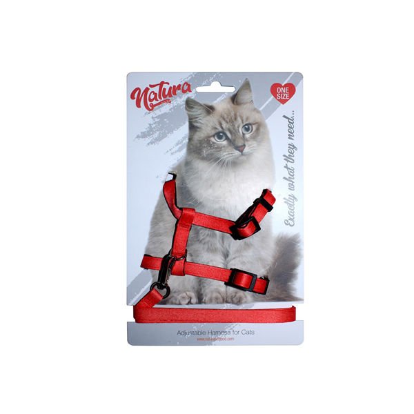 Natura Yetişkin Kedi Göğüs Tasması Kırmızı