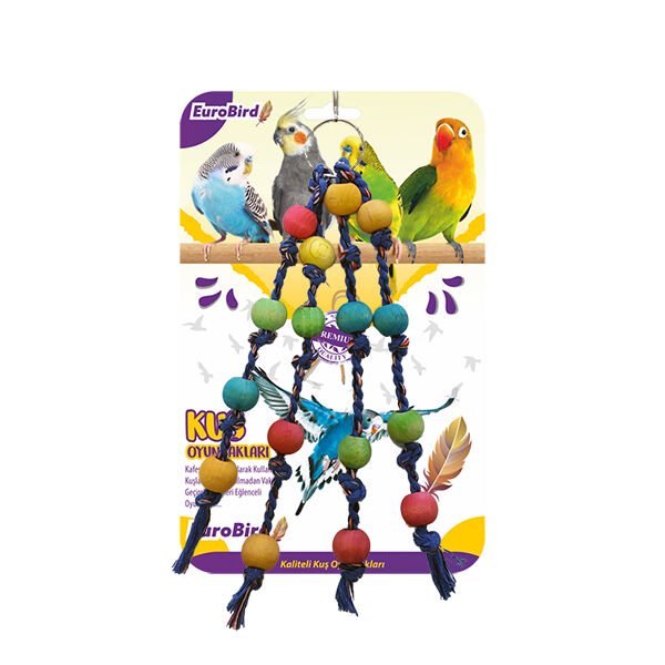 Euro Bird Siyah İpli Boncuklu Kuş Oyuncağı Renkli