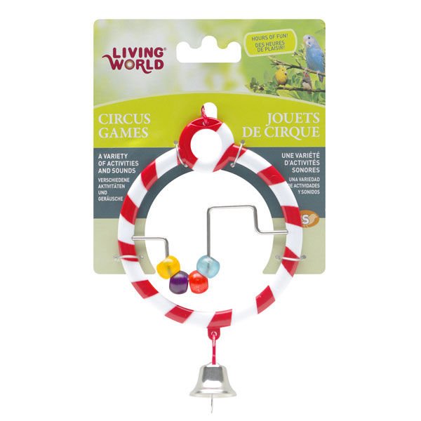 Living World Kuş Zilli Boncuklu Halka Oyuncağı Beyaz/Kırmızı