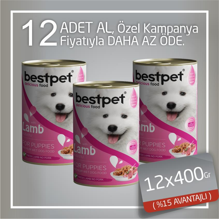 Bestpet Kuzulu Jöleli Yavru Köpek Konservesi 12x400 Gr