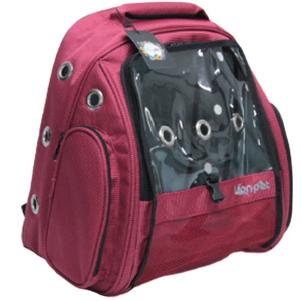 Leon Pet Şeffaf Sırt Taşıma Çantası Lüx Kırmızı 35x26x40h