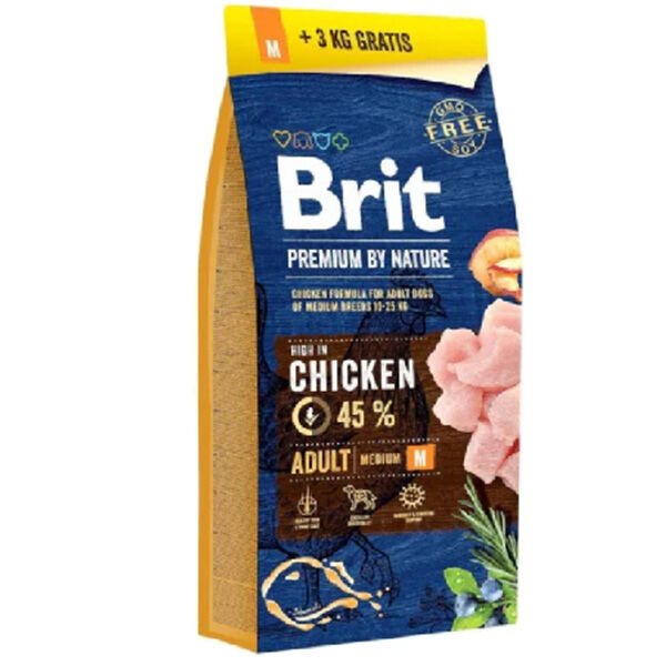 Brit Premium By Nature Adult Orta Irk Tavuklu Yetişkin Köpek Maması 15+3 Kg Hediyeli