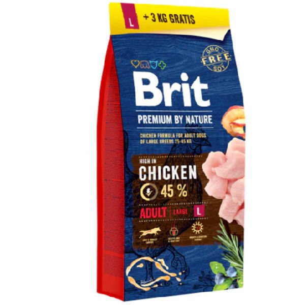 Brit Premium By Nature Adult Büyük Irk Tavuklu Yetişkin Köpek Maması 15+3 Kg Hediyeli