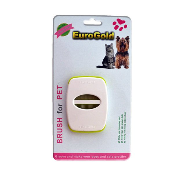 Euro Gold İkili Kedi ve Köpek Pire Tarağı Beyaz 7.5x10 Cm