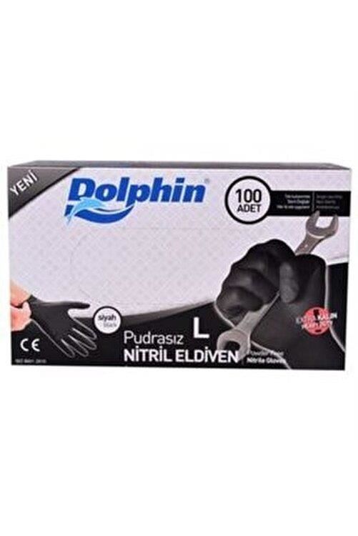 Dolphin Pudrasız Nitril Muayene Eldiveni Extra Kalın 100'lü Paket- Siyah / X Large