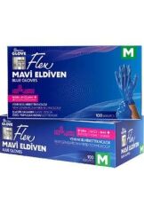Flex Muayene Eldiveni 100'lü Paket - Pudrasız /  Medium / Mavi