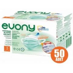 Evony Standart Cerrahi Maske - 50'li Paket