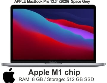 APPLE MacBook Pro 13.3'' (2020) - M1, 512 GB SSD, Space Grey