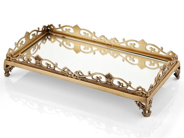 Brass Tray W/Mirror Biblo