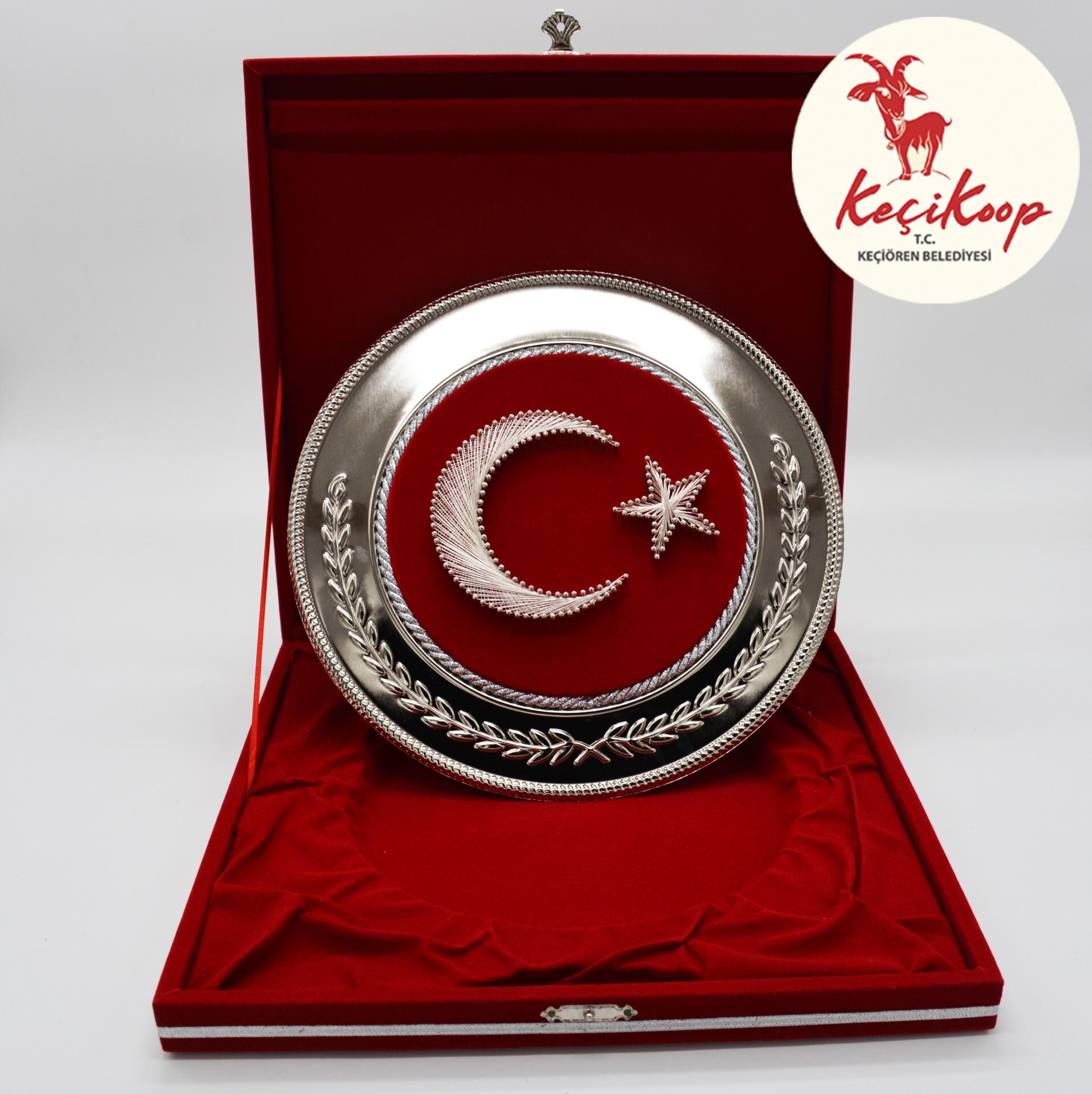 Gümüş Yuvarlak Filografi Türk Bayrağı