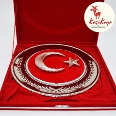 Gümüş Yuvarlak Filografi Türk Bayrağı