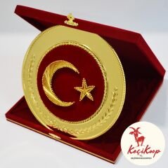 Altın Yuvarlak Filografi Türk Bayrağı