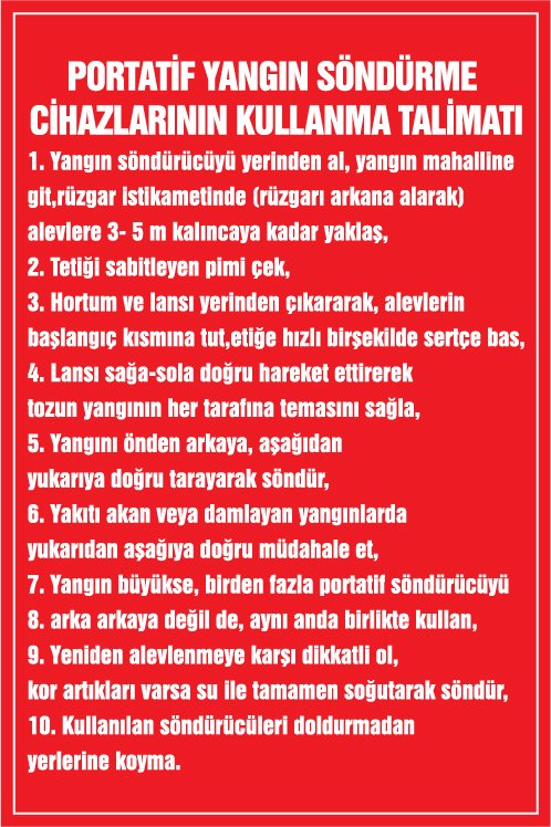 PORTATİF YANGIN SÖNDÜRME CİHAZLARININ KULLANMA TALİMATI