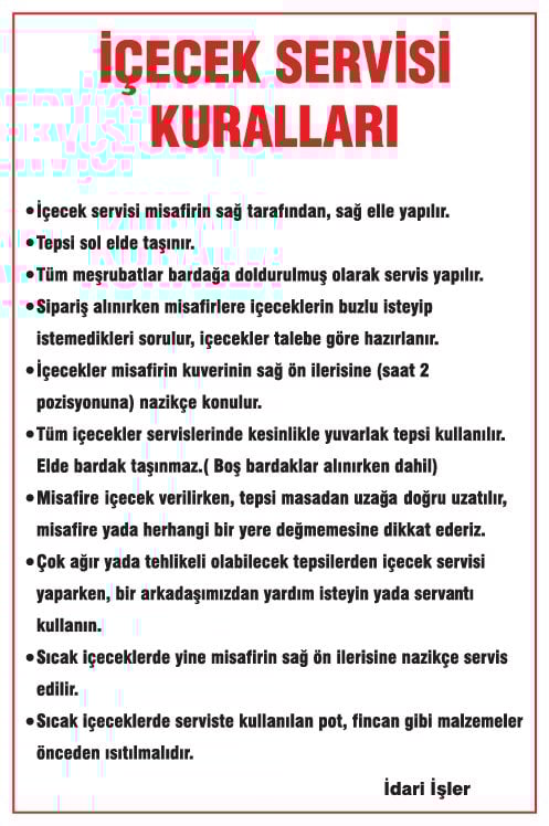 İÇECEK SERVİSİ KURALLARI