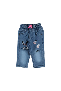 Pundikids Kız Bebek Beli Lastikli Kot Pantolon