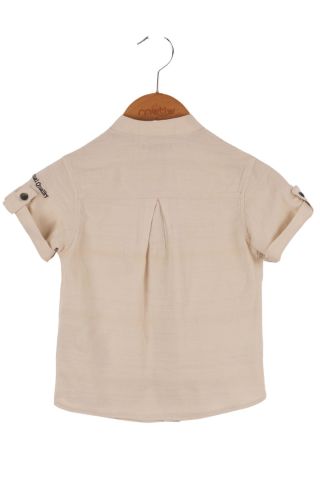 Mutlu Kids Kısa Kollu Erkek Çocuk Gömlek Pudra - 15 Yaş