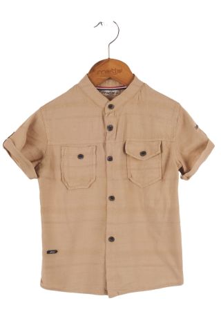 Mutlu Kids Kısa Kollu Erkek Çocuk Gömlek Pudra - 15 Yaş