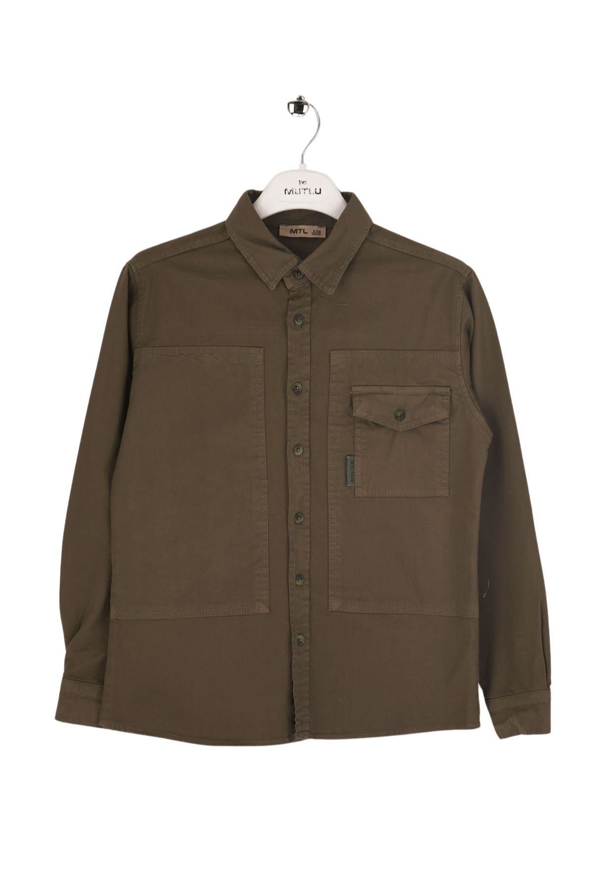 Mutlu Kids Erkek Çocuk Gabardin Gömlek Haki - 9 Yaş