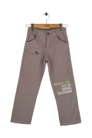 Mutlu Kids Baskı ve Cep Detaylı Erkek Çocuk Pantolon Gri - 9 Yaş