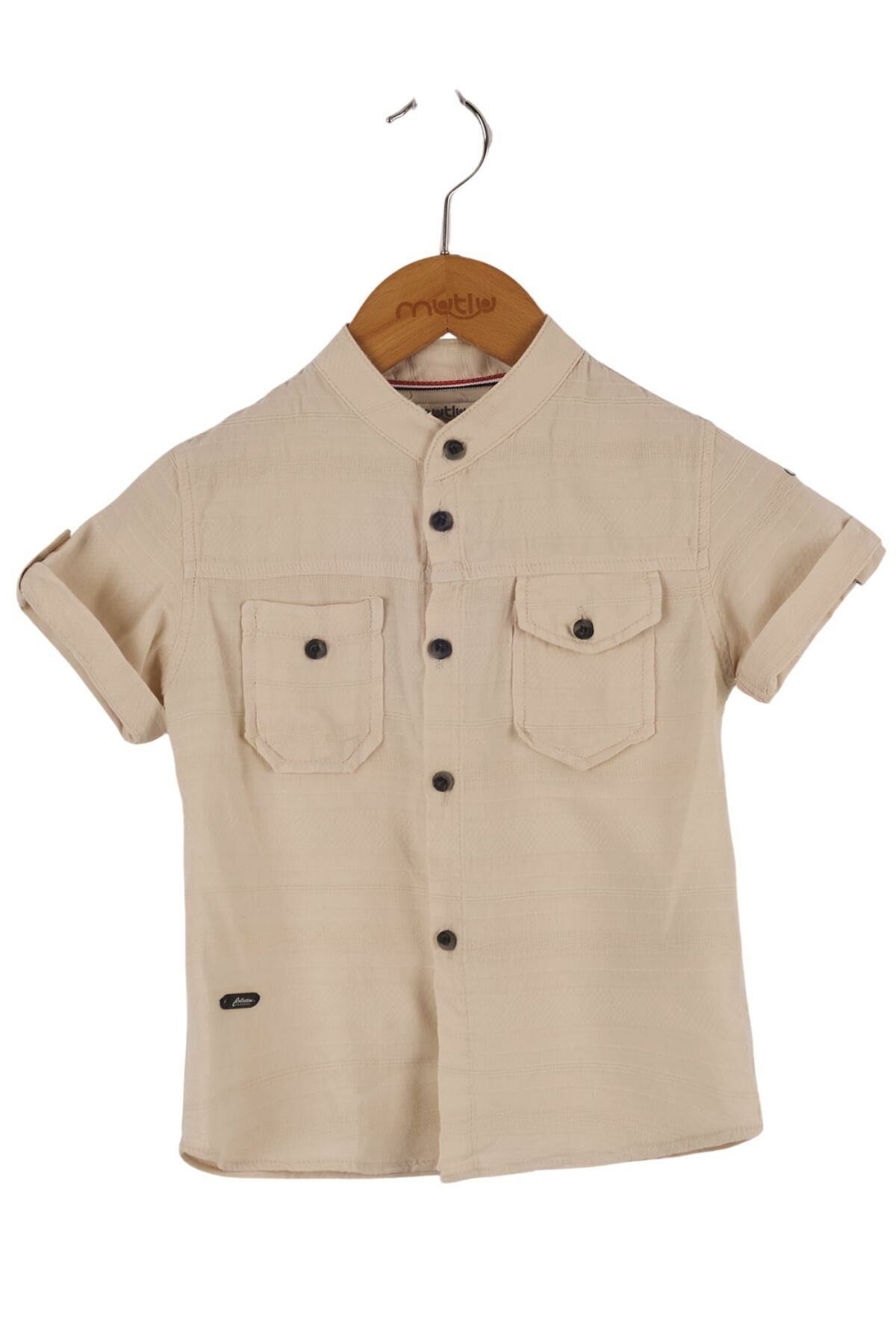 Mutlu Kids Kısa Kollu Erkek Çocuk Gömlek Bej - 6 Yaş