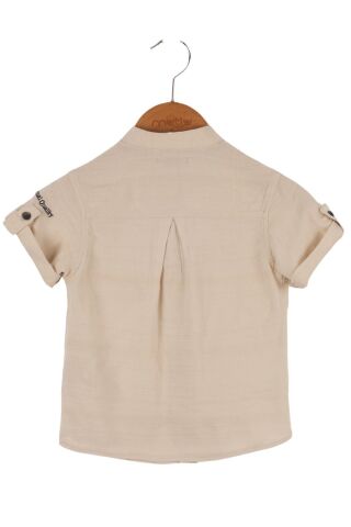 Mutlu Kids Kısa Kollu Erkek Çocuk Gömlek Bej - 6 Yaş