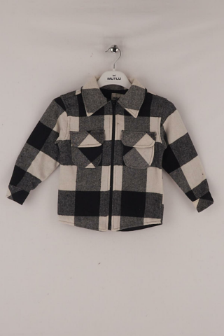 Mutlu Kids Oduncu Ekose Erkek Çocuk Fermuarlı Gömlek KIRMIZI-SİYAH - 7 Yaş