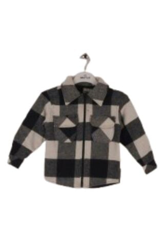 Mutlu Kids Oduncu Ekose Erkek Çocuk Fermuarlı Gömlek SİYAH-BEYAZ - 7 Yaş