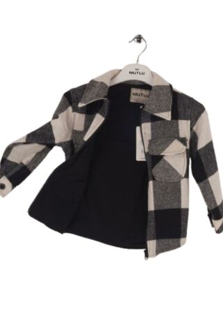 Mutlu Kids Oduncu Ekose Erkek Çocuk Fermuarlı Gömlek SİYAH-BEYAZ - 7 Yaş