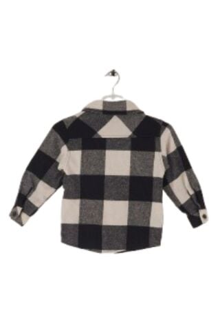 Mutlu Kids Oduncu Ekose Erkek Çocuk Fermuarlı Gömlek SİYAH-BEYAZ - 7 Yaş