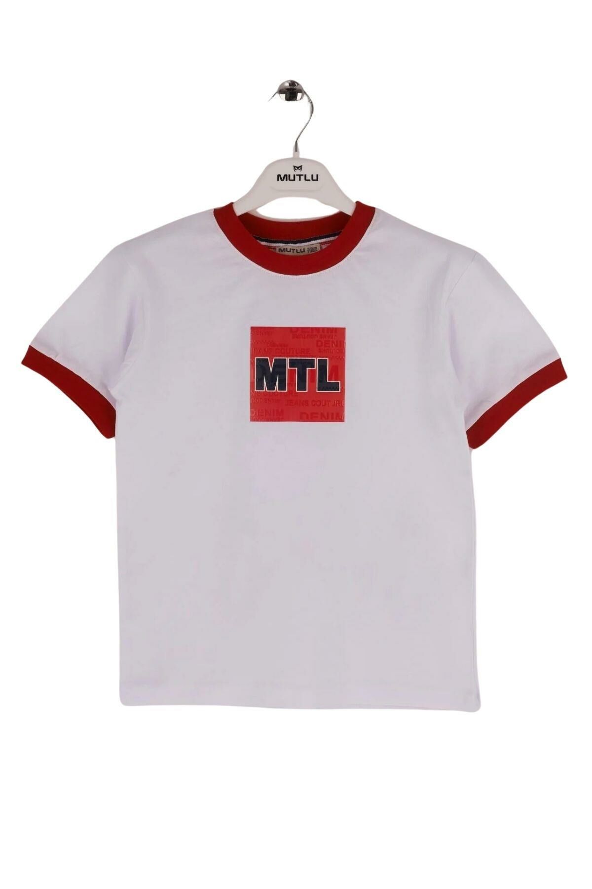 Mutlu Kids Kısa Kollu Erkek Çocuk Tişört BEYAZ-KIRMIZI - 9 Yaş