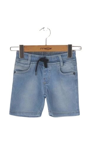 Mutlu Kids Lastikli Bel Erkek Çocuk Bebek Kot Şort BUZ MAVİ - 1 Yaş