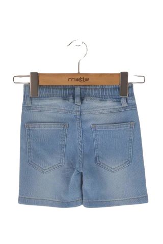 Mutlu Kids Lastikli Bel Erkek Çocuk Bebek Kot Şort BUZ MAVİ - 1 Yaş