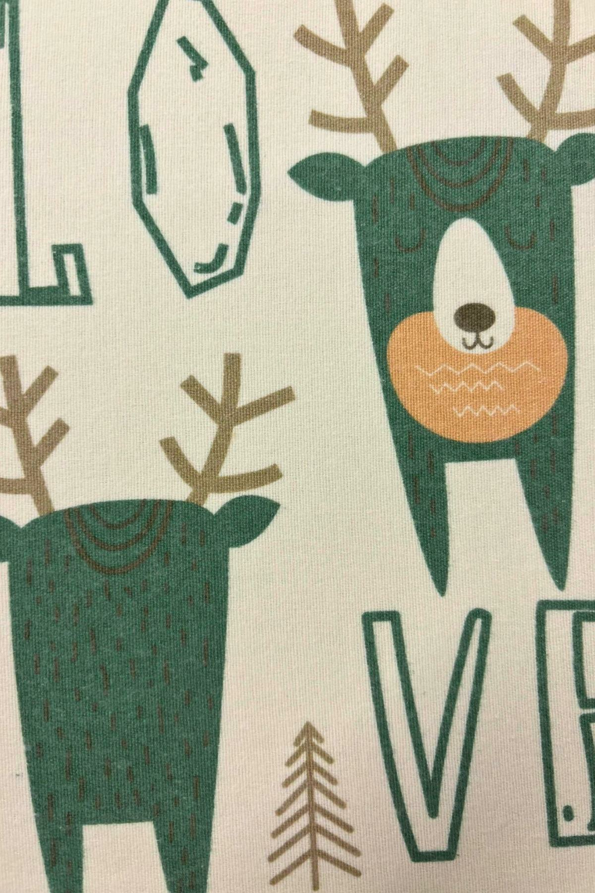 Geyik Desenli Pazen Bebek Battaniyesi Yeşil