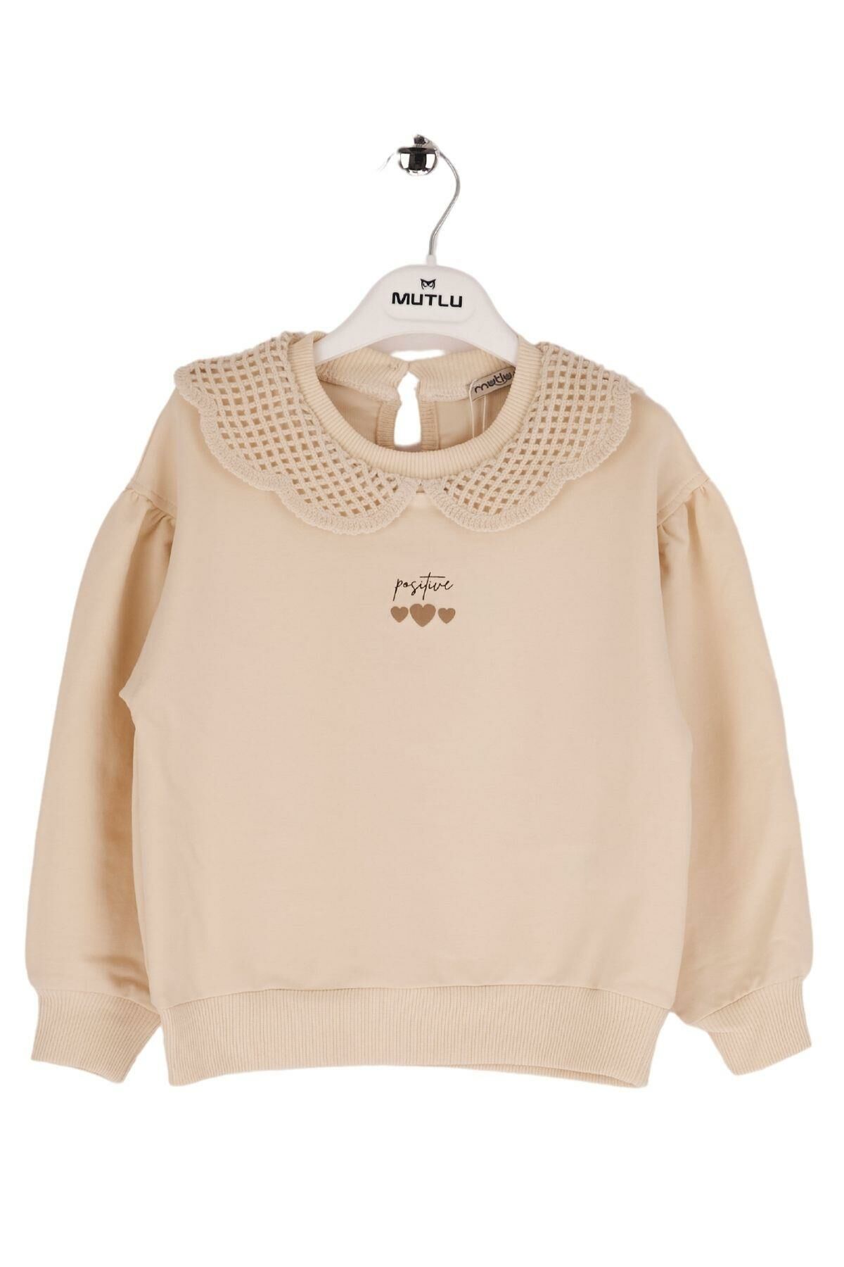 Mutlu Kids Süs Yakalı Kız Çocuk Sweatshirt EKRU - 8 Yaş