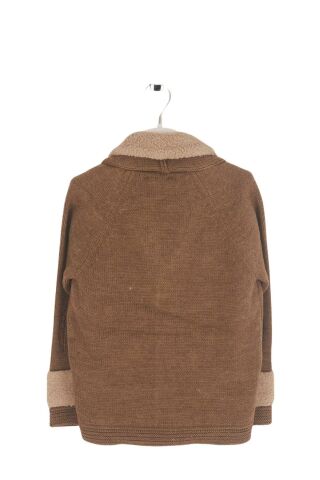 Mutlu Kids Kürk Yakalı Düğmeli Erkek Çocuk Hırka Bej - 2-3 Yaş