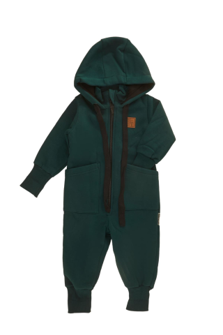 Mutlu Kids İçi Şardonlu Kapüşonlu Bebek ve Çocuk Tulum Yeşil - 4 Yaş