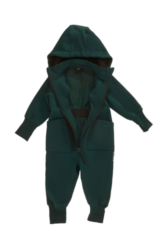 Mutlu Kids İçi Şardonlu Kapüşonlu Bebek ve Çocuk Tulum Yeşil - 4 Yaş