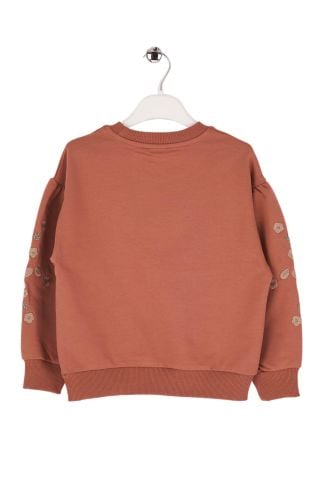 Mutlu Kids Çiçek Nakışlı Kız Çocuk Sweatshirt Vizon - 2 Yaş