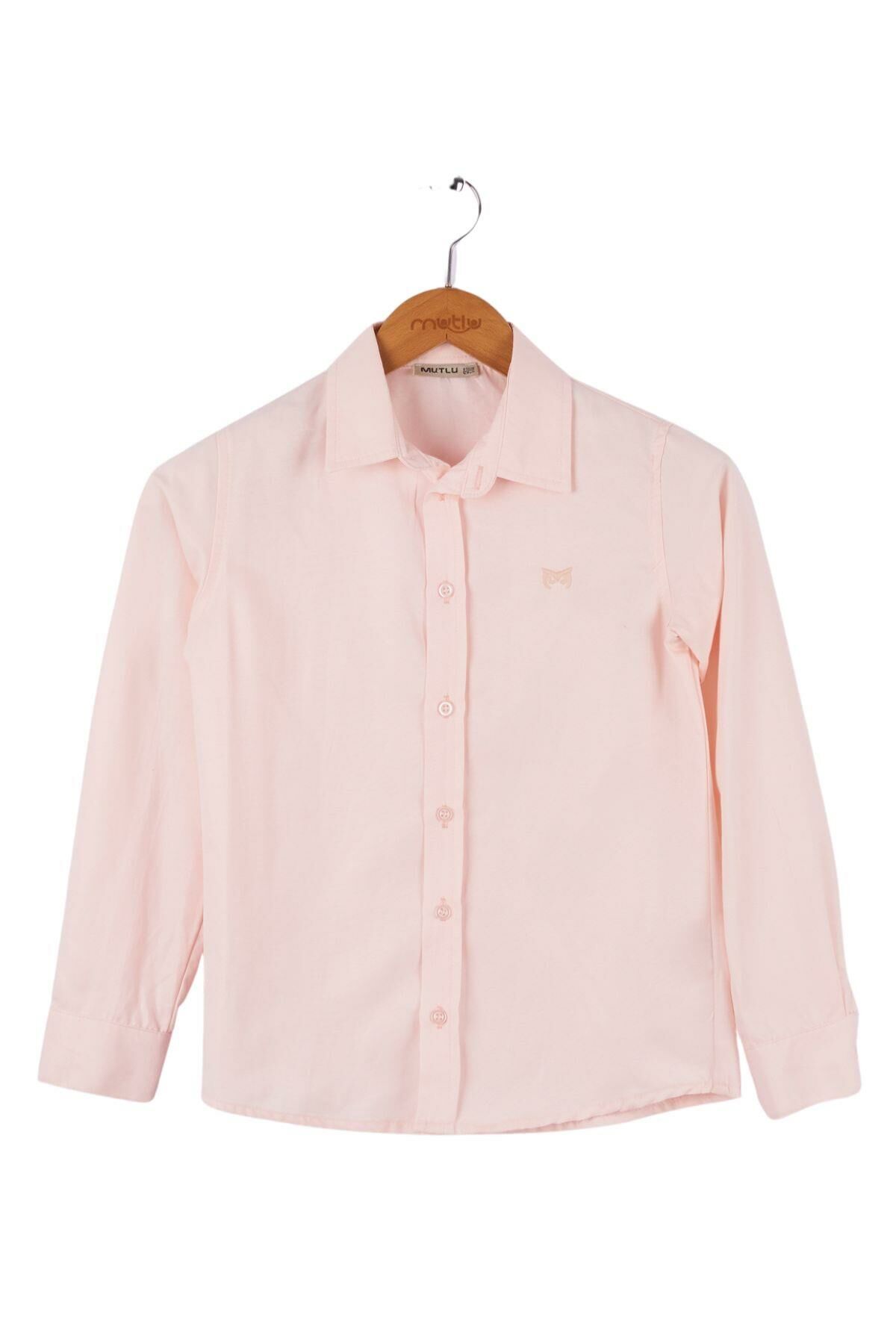 Mutlu Nakışlı Erkek Uzun Kol Gömlek Pudra - 14 Yaş