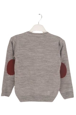 Mutlu Kids Dirsek Yama Detaylı Erkek Çocuk Kazak Bej - 8-9 Yaş