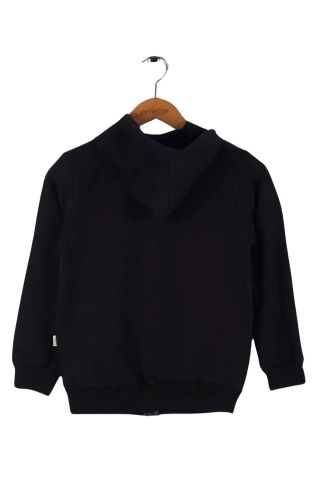 Mutlu Kids Unisex Uzun Kollu Kapüşonlu Çocuk Sweat Hırka Siyah - 5 Yaş