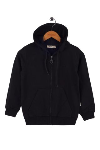 Mutlu Kids Unisex Uzun Kollu Kapüşonlu Çocuk Sweat Hırka Siyah - 5 Yaş