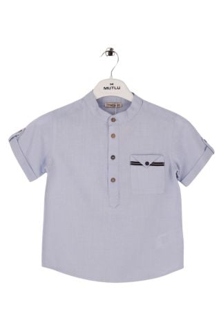 Mutlu Kids Hakim Yaka Kısa Kollu Erkek Çocuk Gömlek Sarı - 5 Yaş