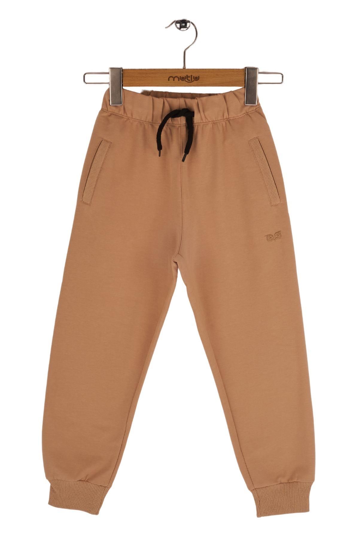 Mutlu Kids Unisex 2 İp Örme Eşofman Altı Vizon - 9 Yaş