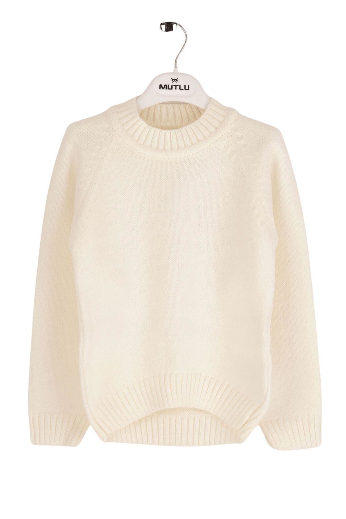 Mutlu Kids Bisiklet Yaka Kız Çocuk Kazak KEMİK - 9-10 Yaş